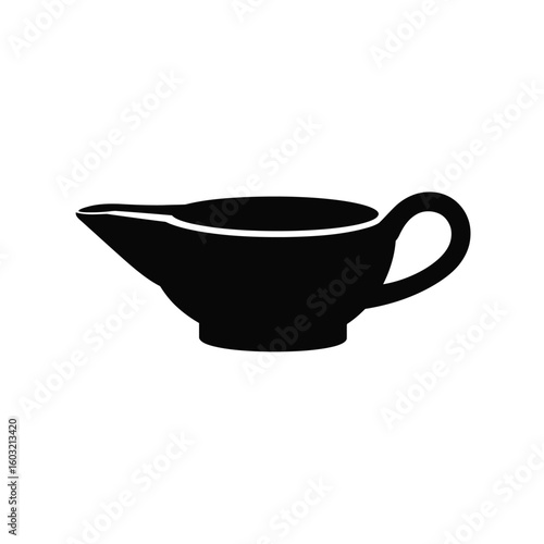 Black silhouette gravy boat icon sauce boat serving dish