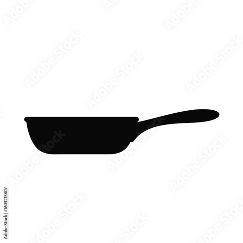 Black silhouette of a frying pan with handle skillet