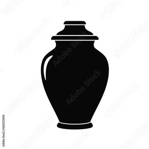 Black silhouette of a ceramic urn with lid vessel container