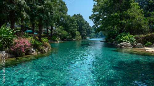 Big Nature swimming pool in the forest , clear water.