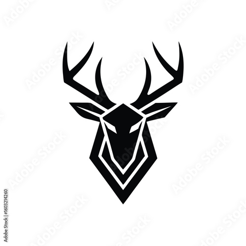 Geometric deer head with antlers logo graphic animal wildlife