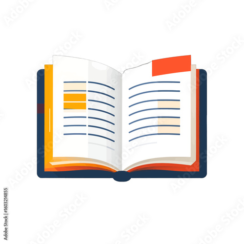 Open Book Illustration With Color Highlights