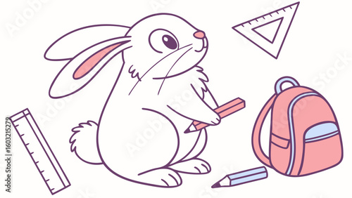 Cute Bashful Bunny in a Back to school world – Chalkboard Fun palette vector