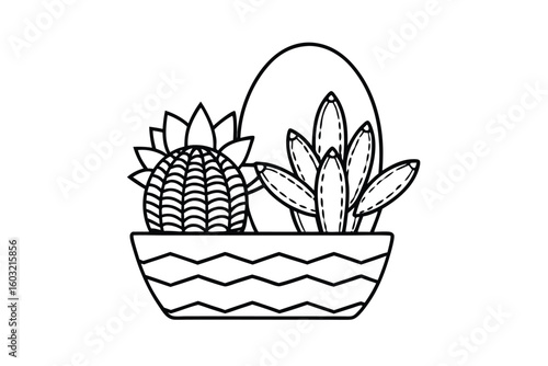 Cactus And Succulent Combo In Woven Basket