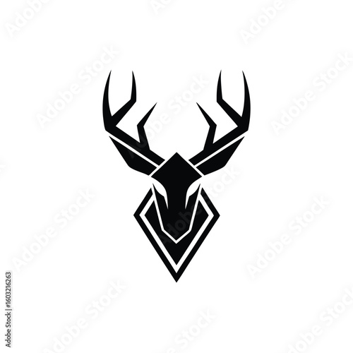 Minimalist geometric deer antlers logo graphic vector