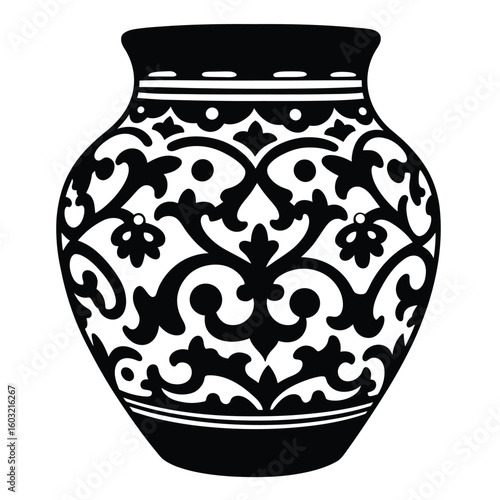 Black ornamental vase silhouette pottery ceramic