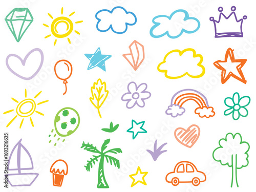 Summer travel and nature icons set in vector design style