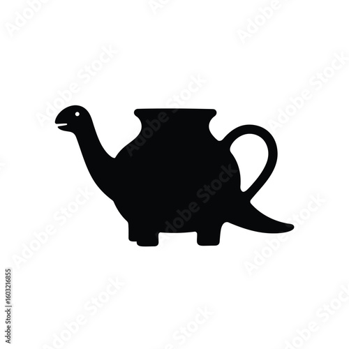 Dinosaur shaped teapot silhouette pottery black