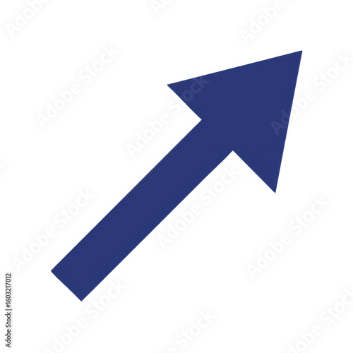 Dark blue arrow pointing up and right isolated on transparent background