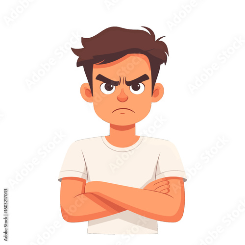 Angry Cartoon Boy Portrait