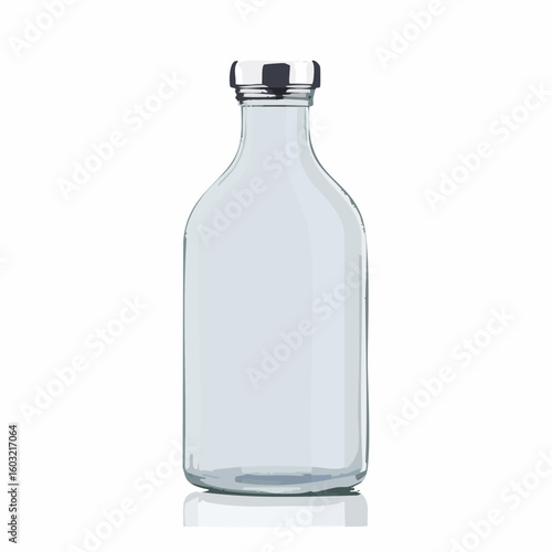 Empty glass bottle – Clear glass bottle with open top and light reflection.

