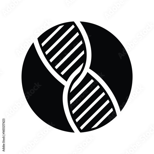 Minimalist logo a D N A strand inside a circle helix double