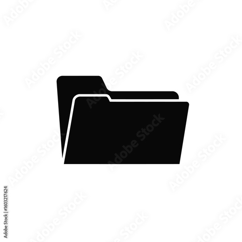 Black folder icon on white background document