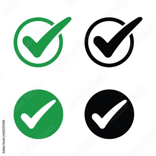 check mark icon. correct, right, accept, approved, choose, confirm, test, vote, yes symbol vector on white background