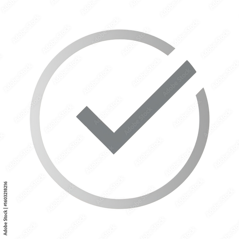 Gray check mark inside a circle isolated on transparent background Gray check mark inside a circle isolated on transparent background