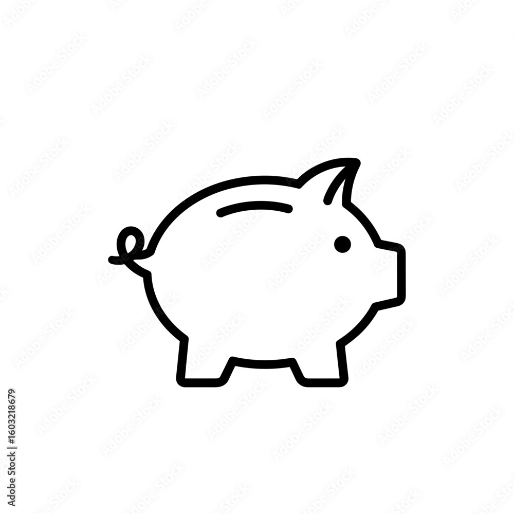 Obraz premium Simple piggy bank illustration in minimalist black line style 