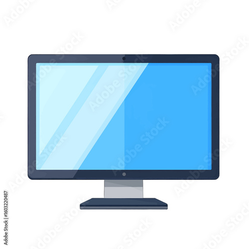 Flat Design Computer Monitor With Blue Screen
