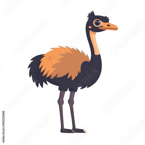 Colorful Cartoon Ostrich Illustration