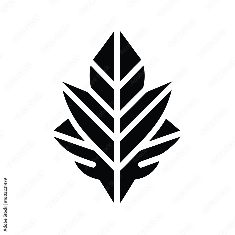 Minimalist oak leaf logo with cupped hands graphic Minimalist oak leaf logo with cupped hands graphic