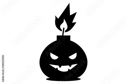 Cartoon Bomb with Evil Face: A Symbol of Danger and Mayhem