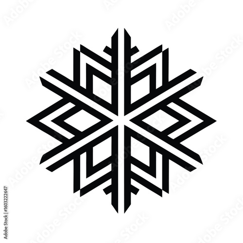 Abstract geometric snowflake logo design symbol