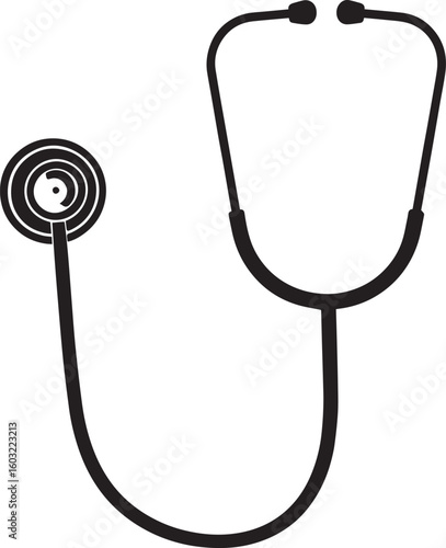 Stethoscope Medical Tool in Black | Vector Icon Silhouette Illustration Format
