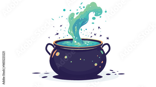 Spooky Halloween Cauldron with Magic Green Poison Potion