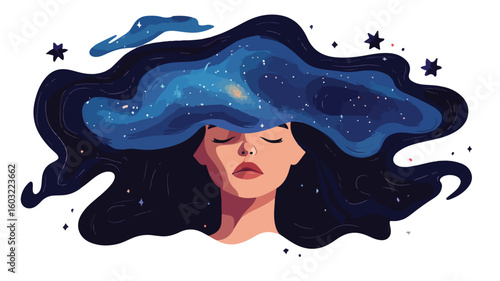 Sad Woman Suffering in Nightmare: Upset Girl Fear in Dark, Mental Health Concept