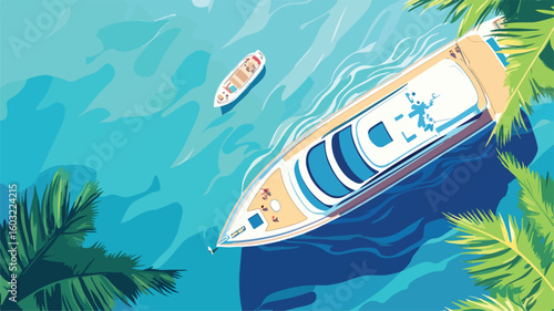 Luxury Voyage at Sea Resort: People Traveling by Big White Ship