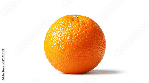 Single whole orange fruit isolated on white background
