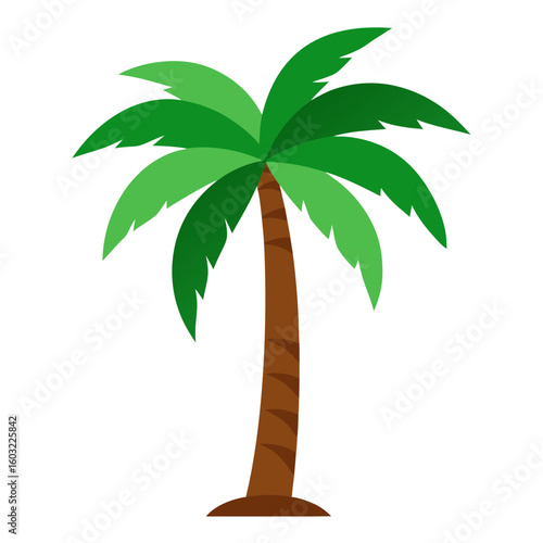 Stylized palm tree with green fronds and brown trunk