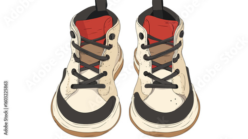 Top View of Stylish Urban Sneakers with Laces for Unisex Sport