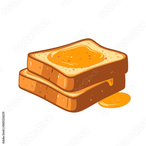 Stacked Toasted Bread With Drizzled Honey