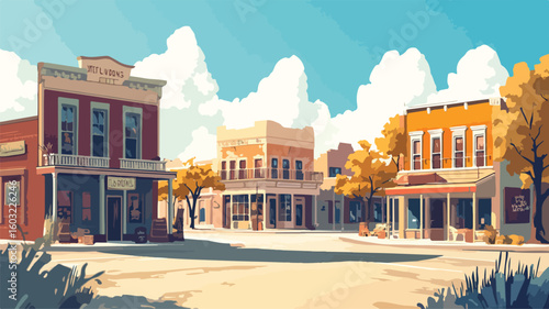 Sunny Old Wild West American Town: Desert Cityscape with Vintage Charm