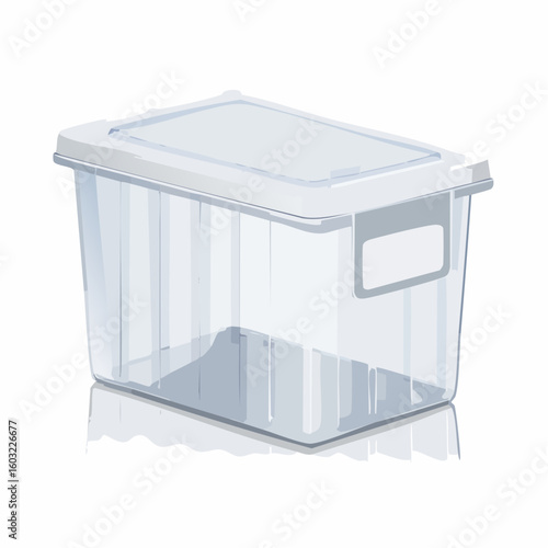 Plastic storage bin – Clear bin with snap-on lid and label area.

