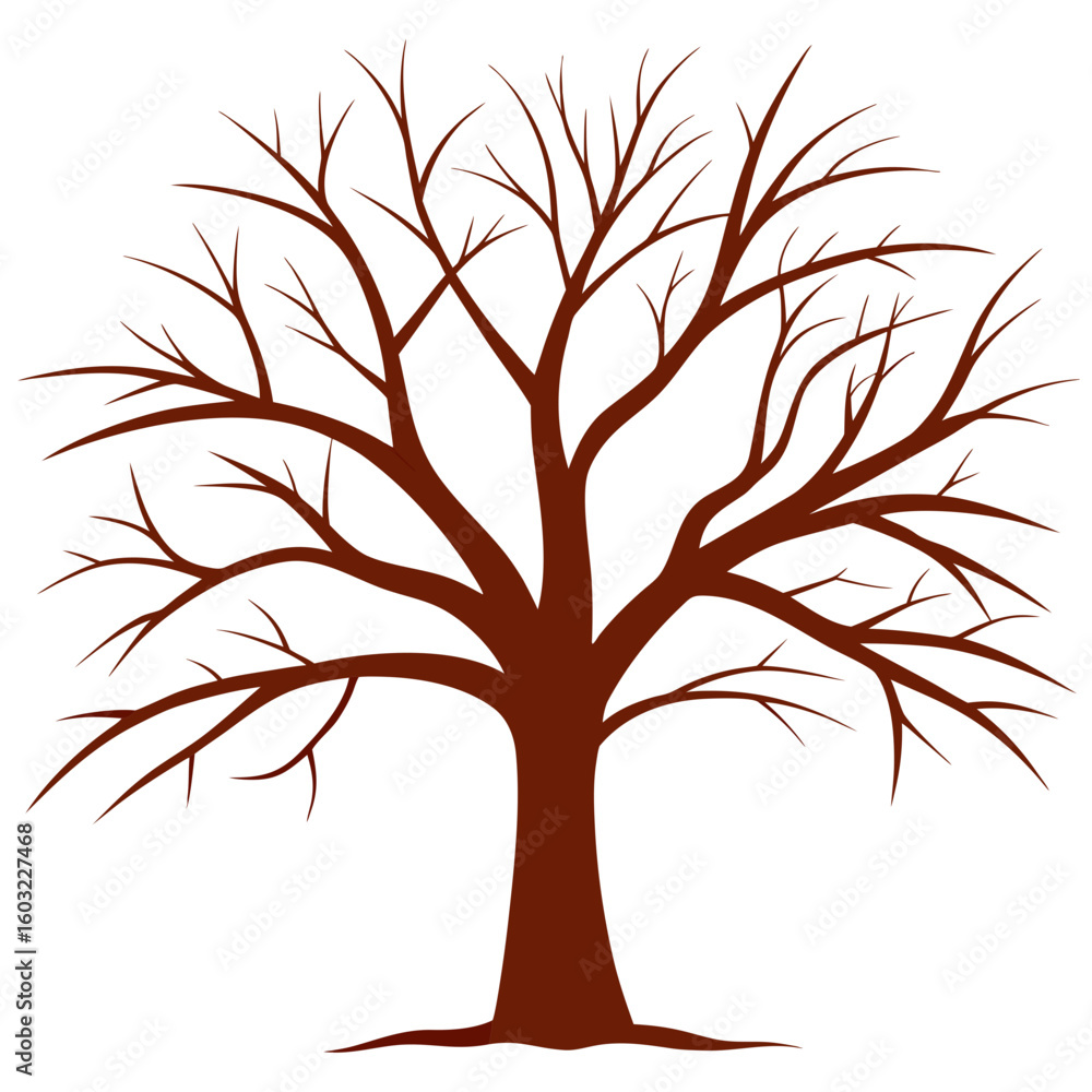 Obraz premium Stylized brown bare tree silhouette
