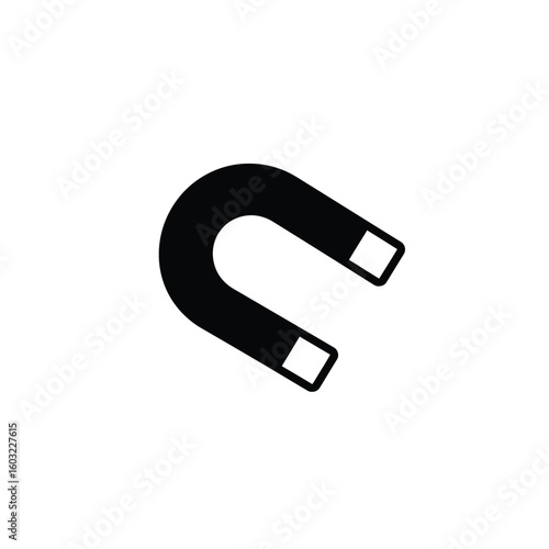 Black horseshoe magnet icon magnetic attraction