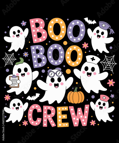 Groovy Boo Boo Crew Nurse Funny Ghost Women Halloween Nurse