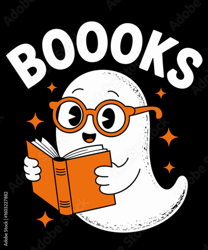 Booooks Ghost Funny Halloween Teacher Book Library Reading
