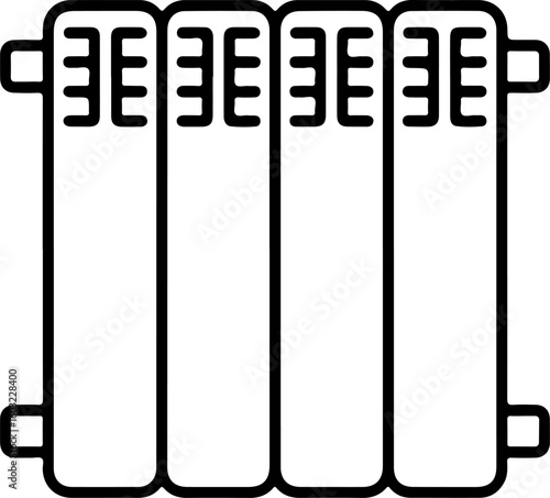 Simple line drawing icon of a four panel radiator