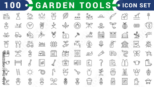Plants line editable icon set. Containing icons related to plants, floral, etc. Editable stroke. Vector illustration