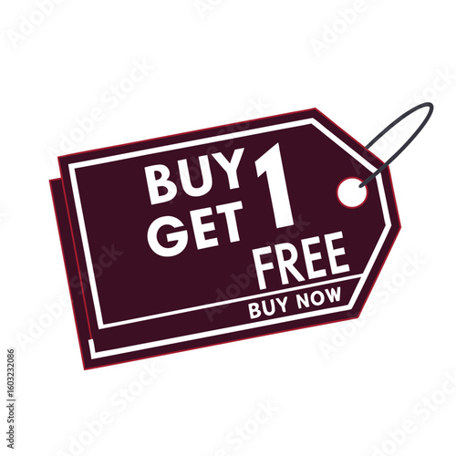 Maroon price tag announces buy one and get one free offer now