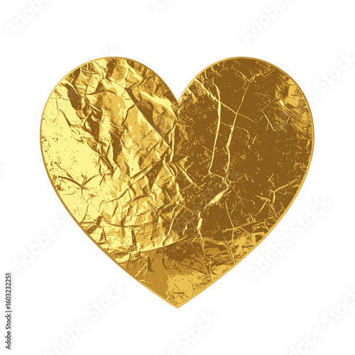 Gold Heart Design With Textured Pattern