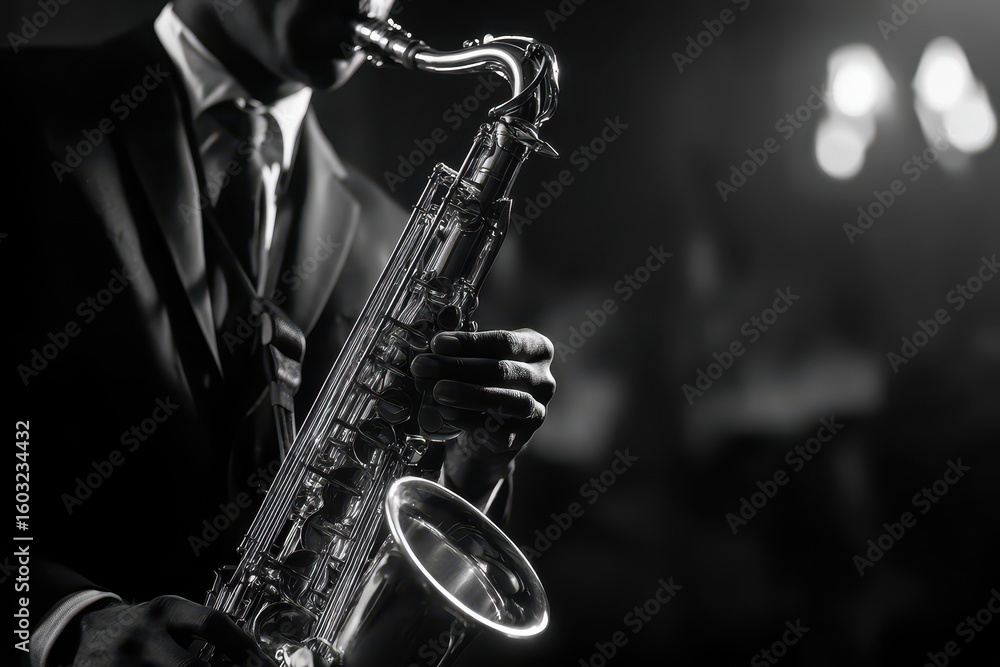 Obraz premium Jazz saxophonist performing on alto sax
