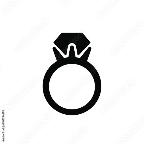 Black diamond ring icon jewelry engagement