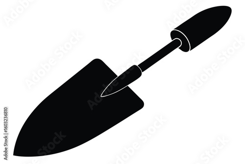Black Garden Trowel Silhouette Hand Tool for Planting and Small Gardening Tasks, Minimalist Design