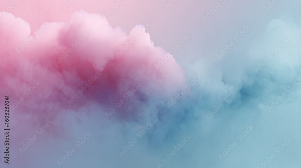 Fototapeta premium Dreamy cotton candy clouds, a soft blend of pink and blue evokes serenity