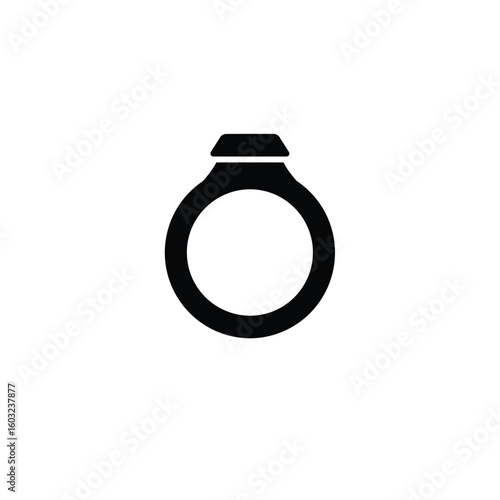 Black ring icon with gemstone white