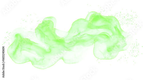 Toxic green smoke trail for magic spells, chemical gas or sci-fi effects isolated on transparent background