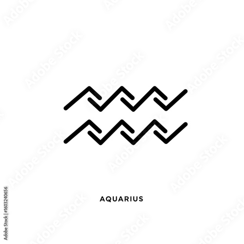 Aquarius zodiac sign symbol in minimalist black line design  
